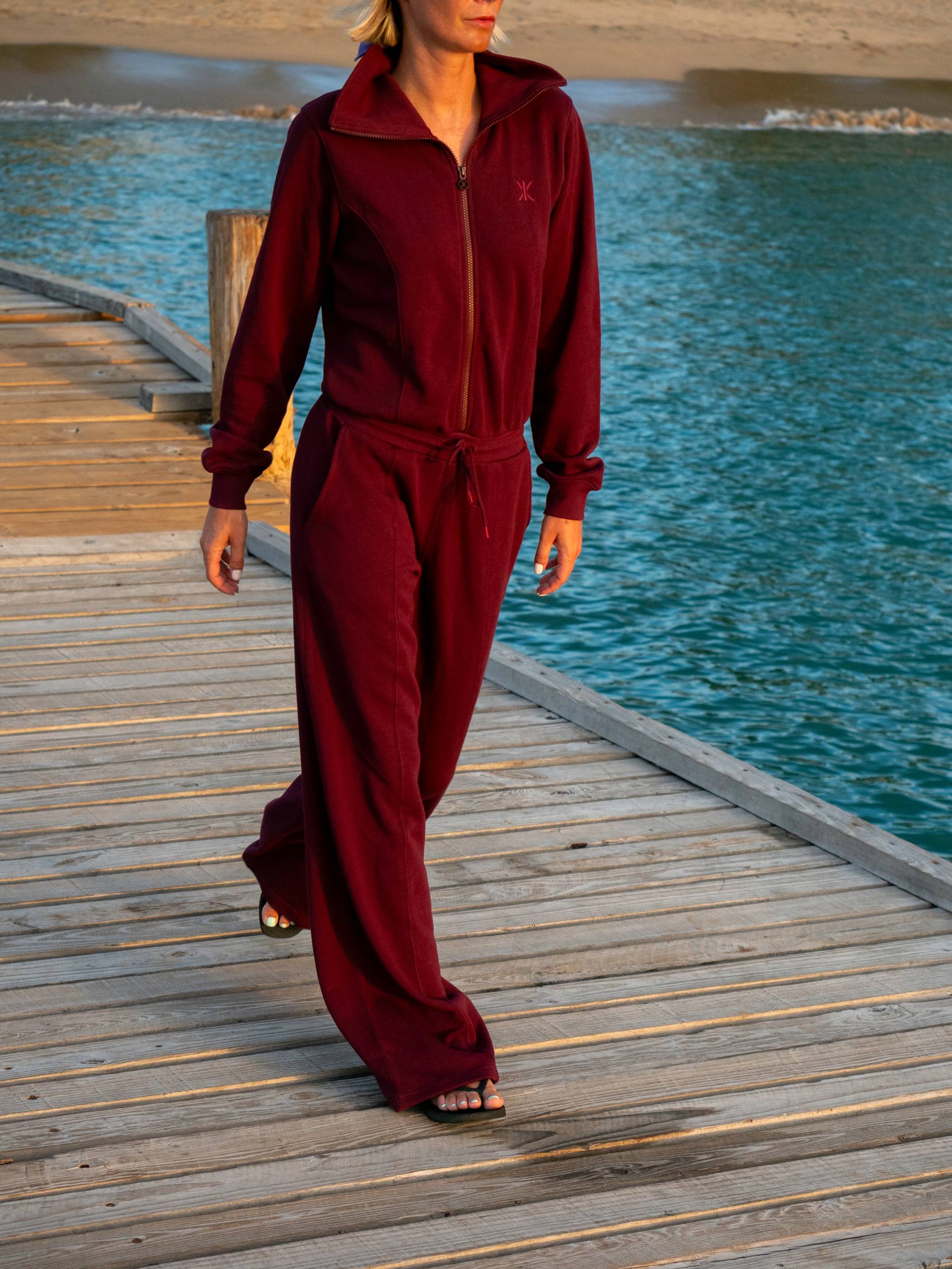 Onepiece Sporty Basic Female Jumpsuit Red - 2