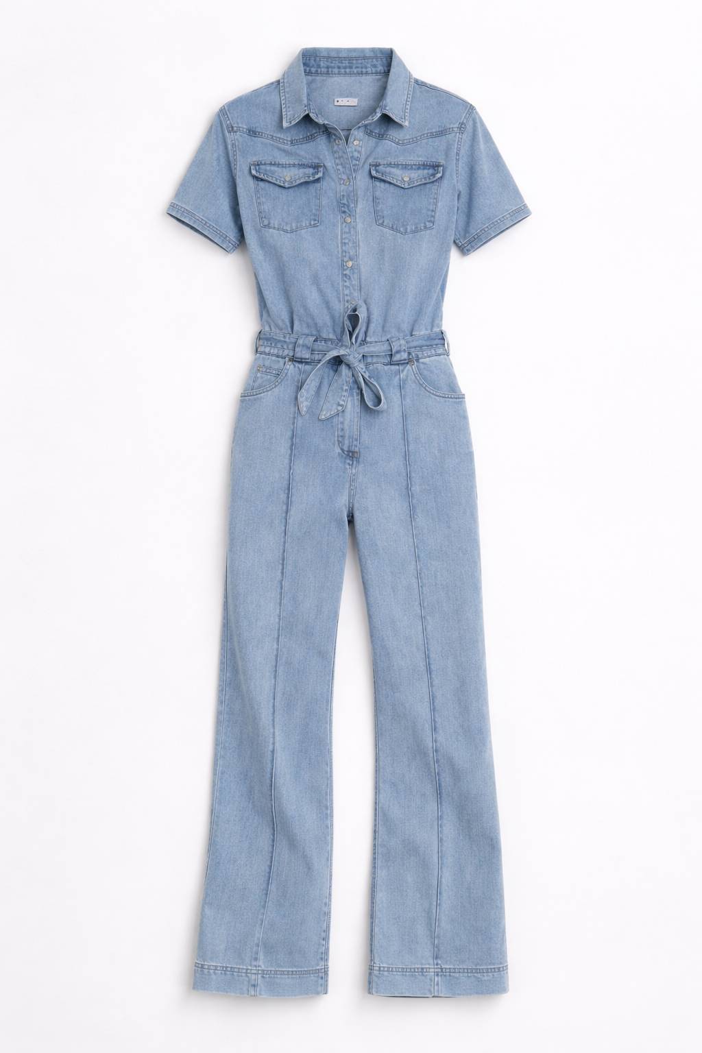 Onepiece Light Chambray Flared Jumpsuit Light Blue - 2