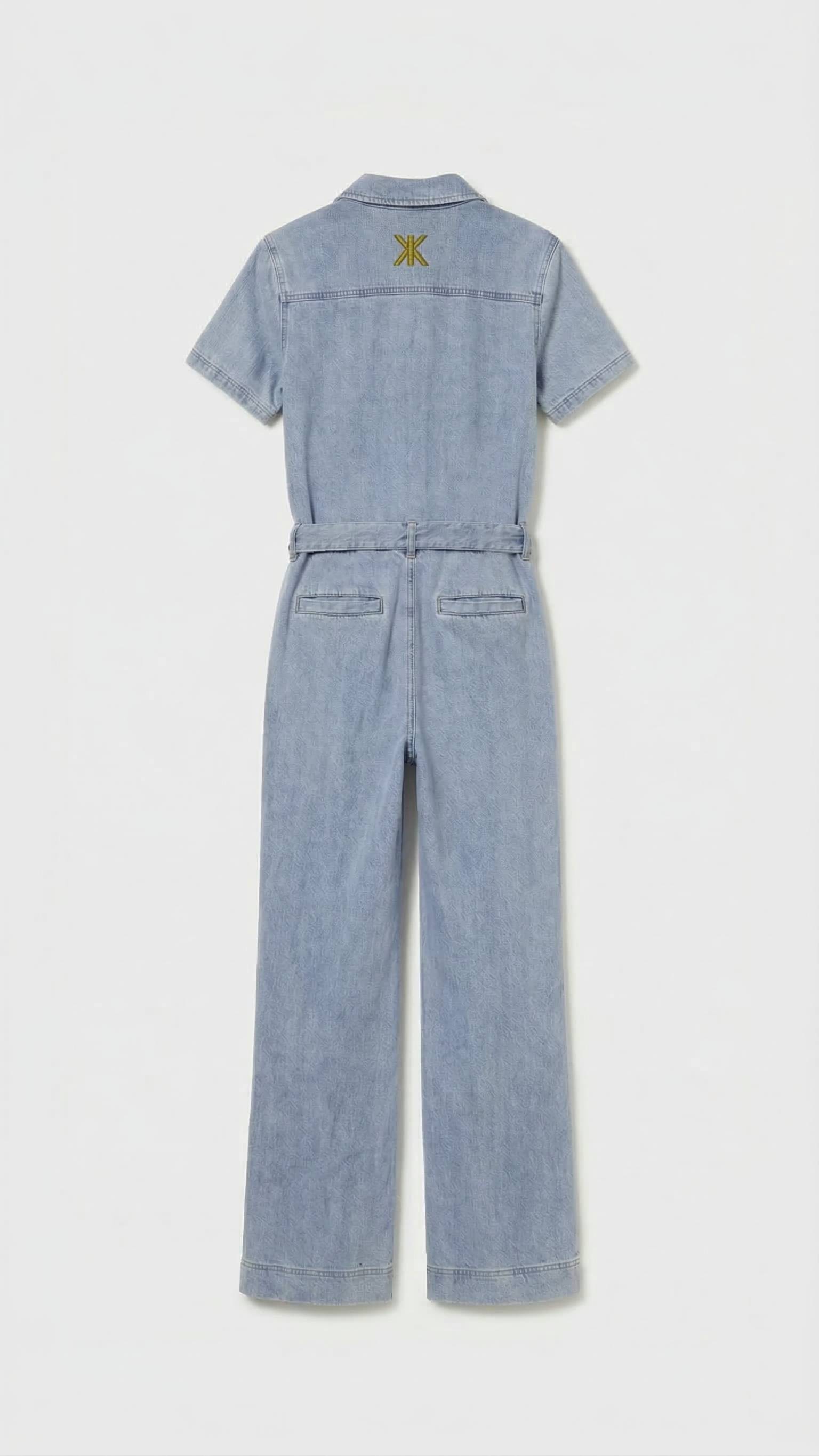 Onepiece Light Chambray Flared Jumpsuit Light Blue - 2