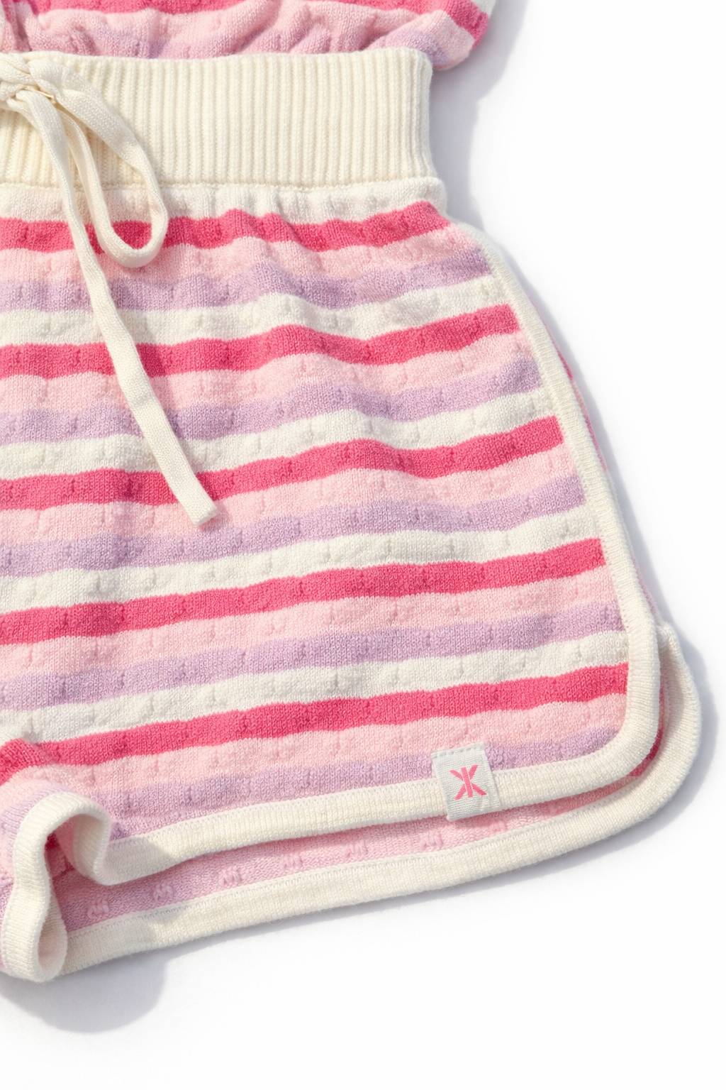 Onepiece Riviera Piquet Short Knitted Jumpsuit Pink - 1