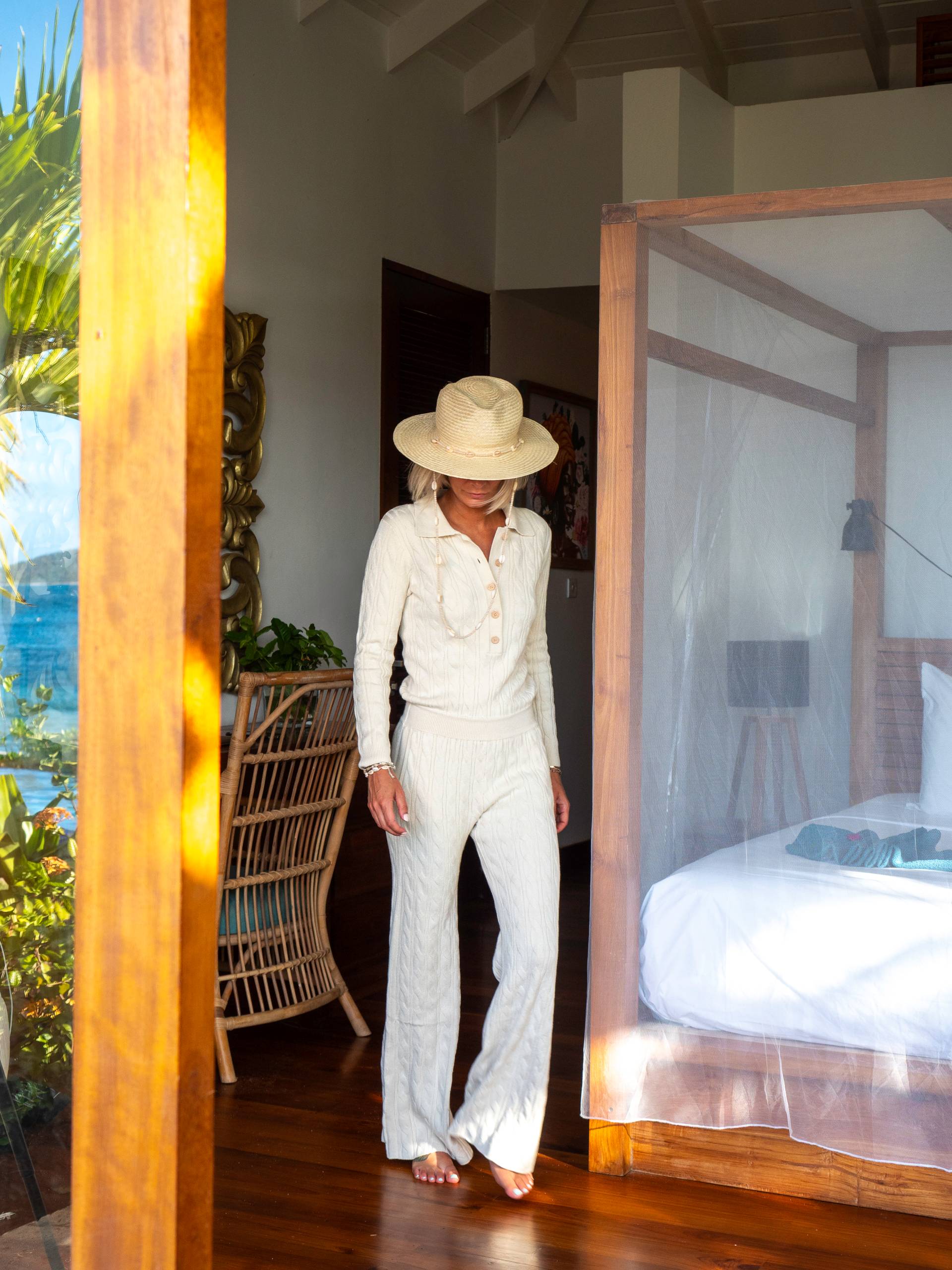 Onepiece Summer Cable Flared Jumpsuit Cream - 5